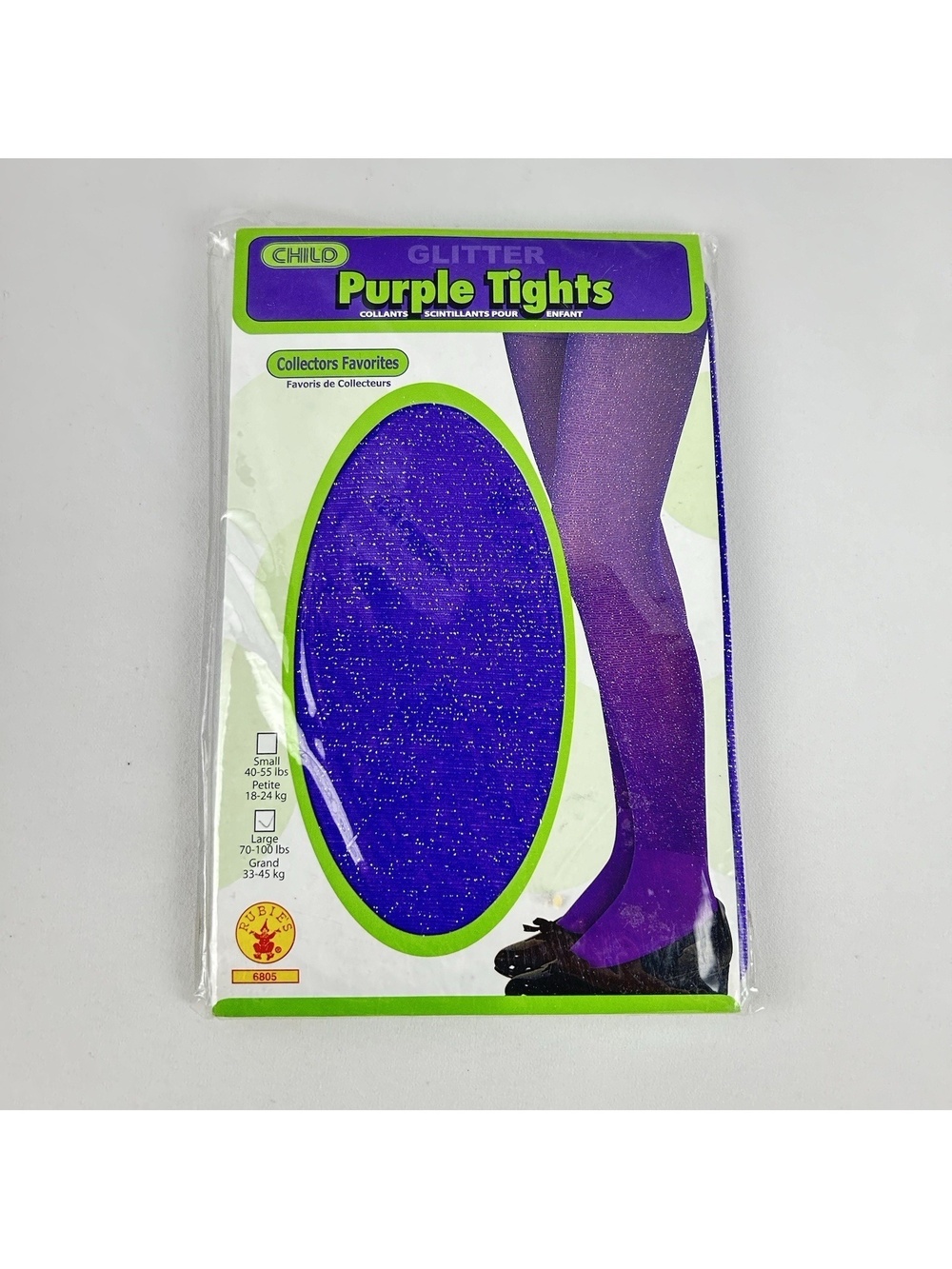 Collector's Favorites Girls Tights Purple Glitter Child's Size Large Halloween